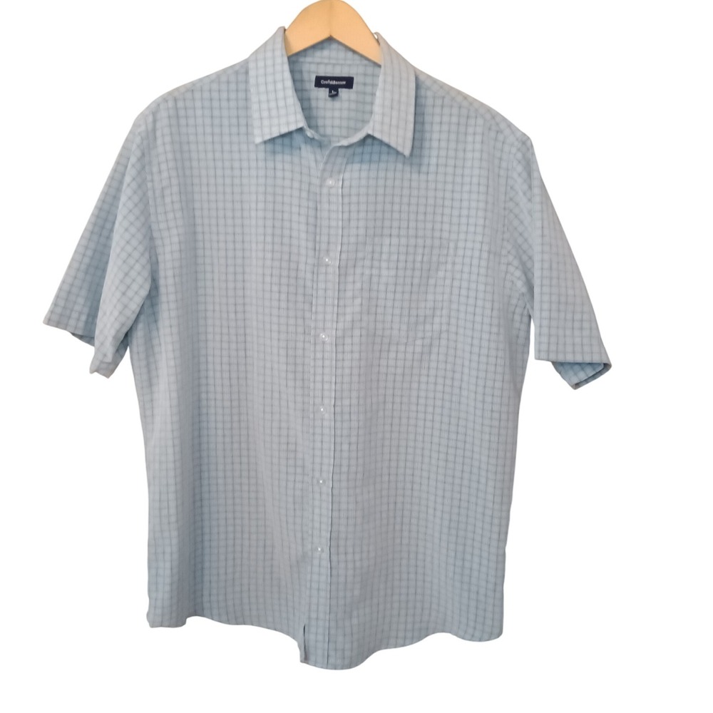 Croft‎ & Barrow Men's Blue Plaid Short Sleeve Button Up Shirt Size L